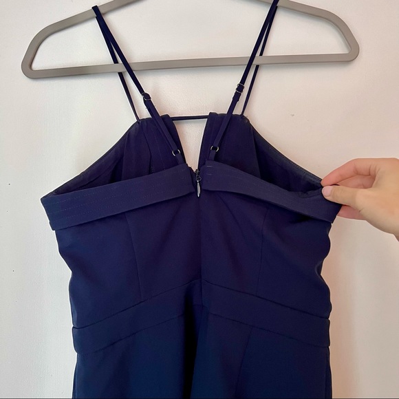 Navy Blue Wide Leg Ankle Jumpsuit - Picture 5 of 6